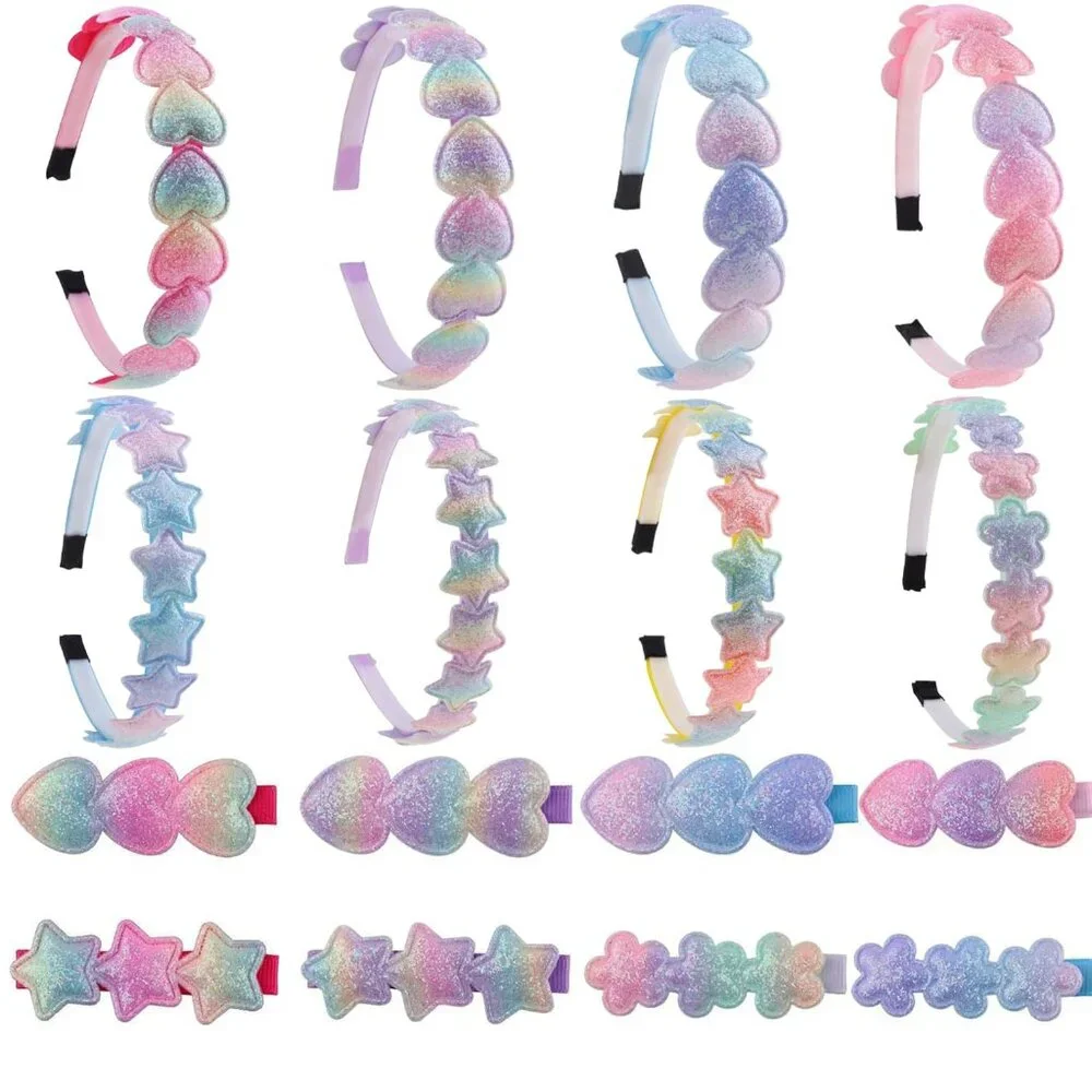 16 Pack Glitter Headbands Hair Clips for Toddler Girls Sparkle Accessories